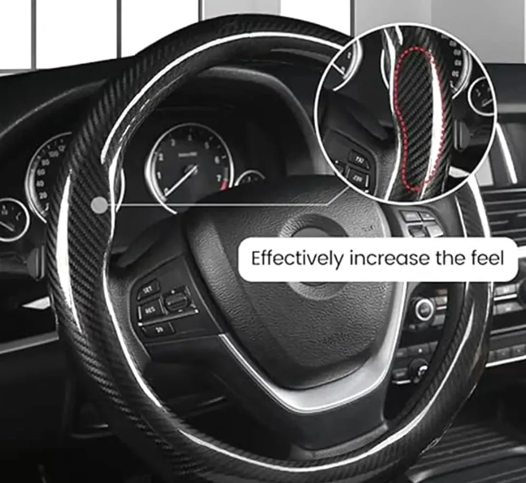 Carbon Fiber Steering Cover Fashion Sport Auto Car Steering Wheel Cover for Car