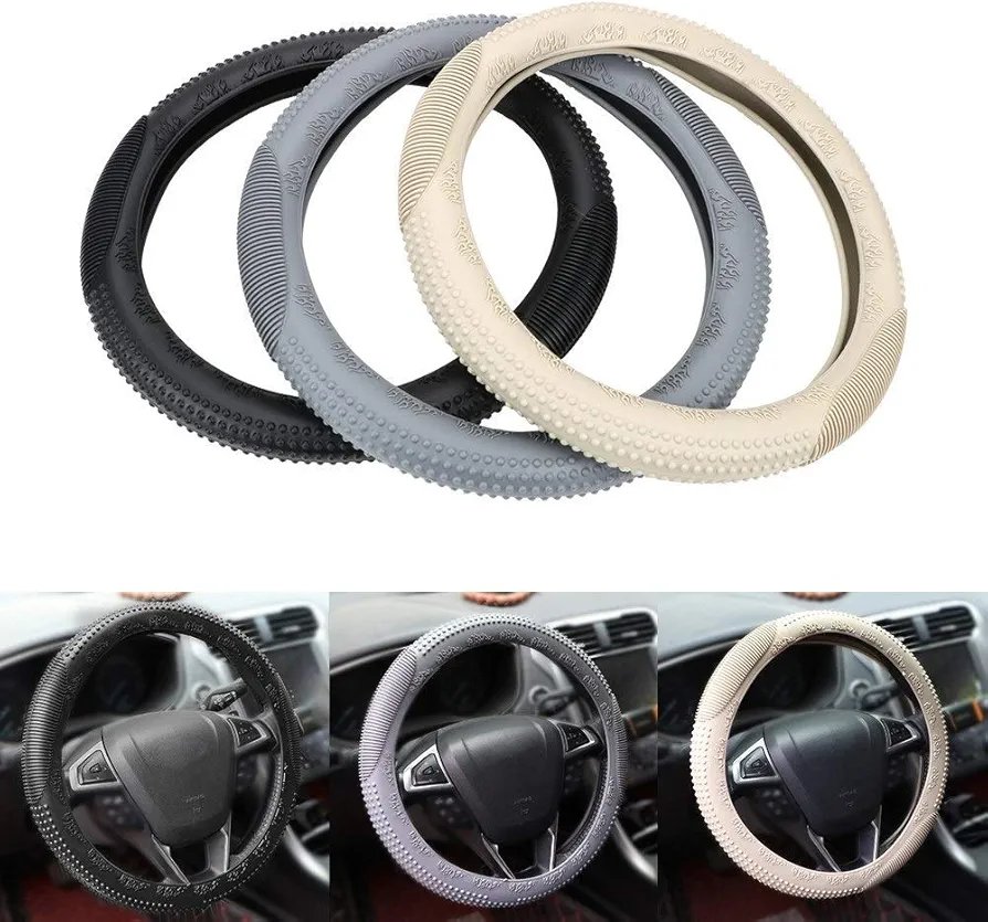 1x Silicone Car Steering Wheel Cover Anti Slip Steering-wheel Covers Universal Car-styling Interior Accessories Fit for Car