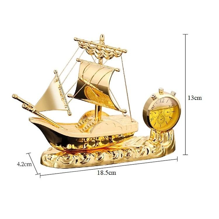 Car golden Boat Air Freshener Dashboard watch & Showpiece