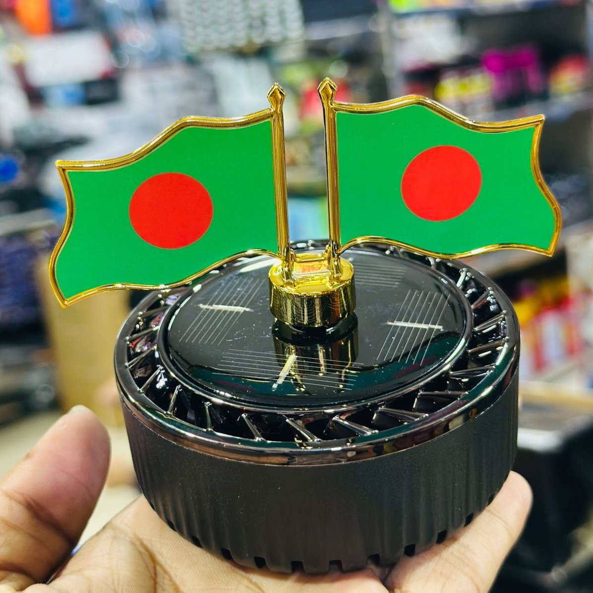 Solar-Powered Rotating Bangladesh Flag Car Air Freshener